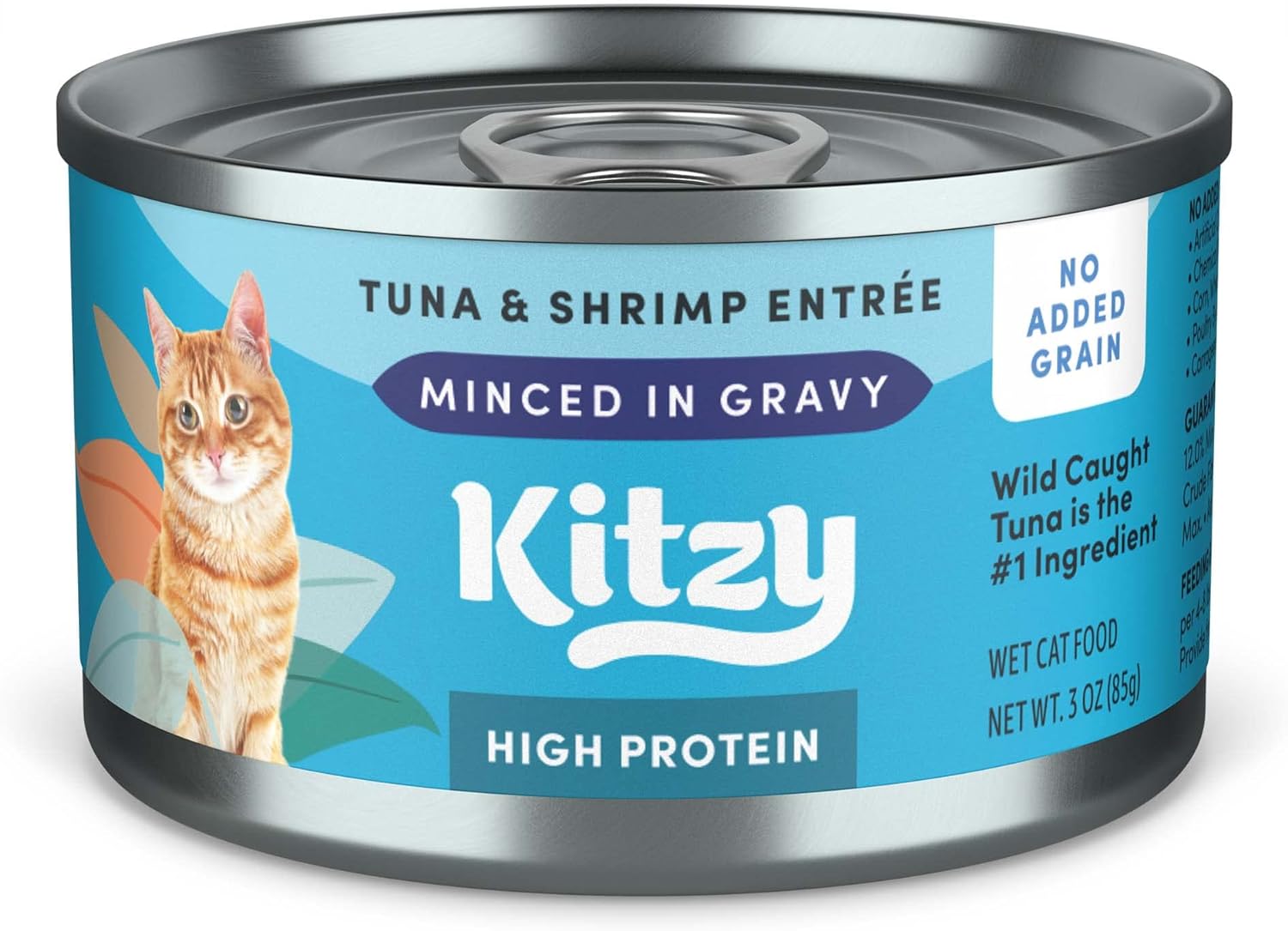 Amazon Brand - Kitzy High Protein, Grain Free Wet Cat Food, Wild Caught Tuna & Shrimp in Gravy, 3 oz (Pack of 24)