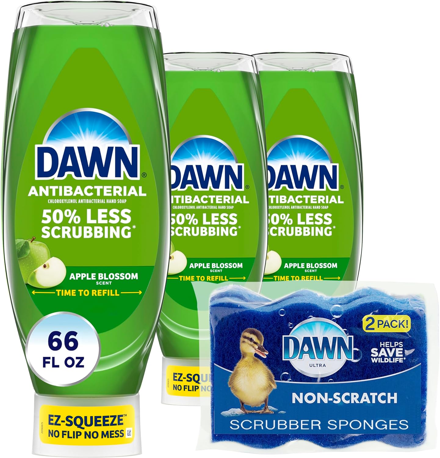 Dawn Ultra Anti-Bacterial EZ-Squeeze Hand Soap, Apple Blossom, 3x22 Fl Oz