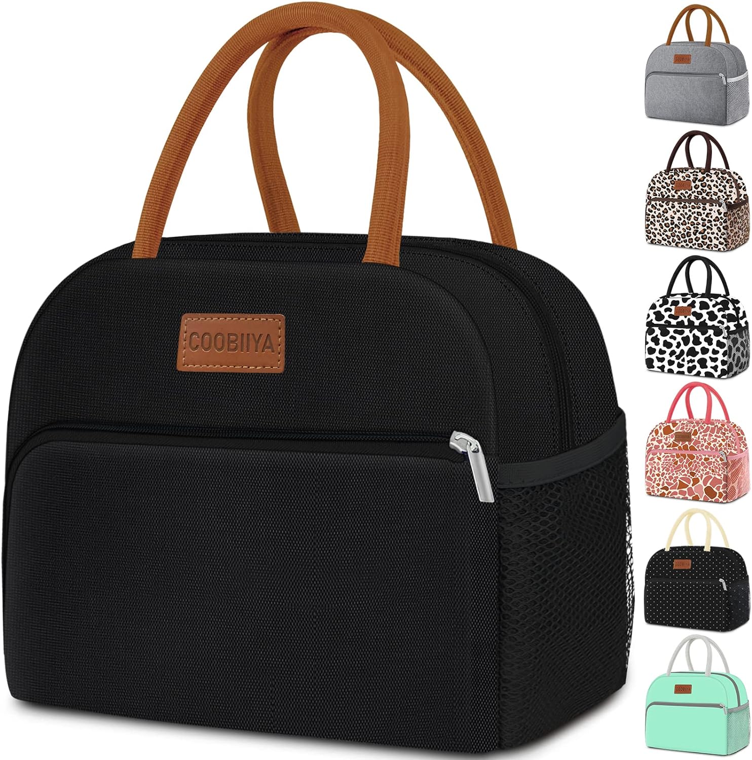 Lunch Bag Women, Lunch Box Lunch Bag for Women Adult Men, Small Leakproof Cute Lunch Tote Large Capacity Reusable Insulated Cooler Lunch Container for Work/Office/Picnic/Travel-Black
