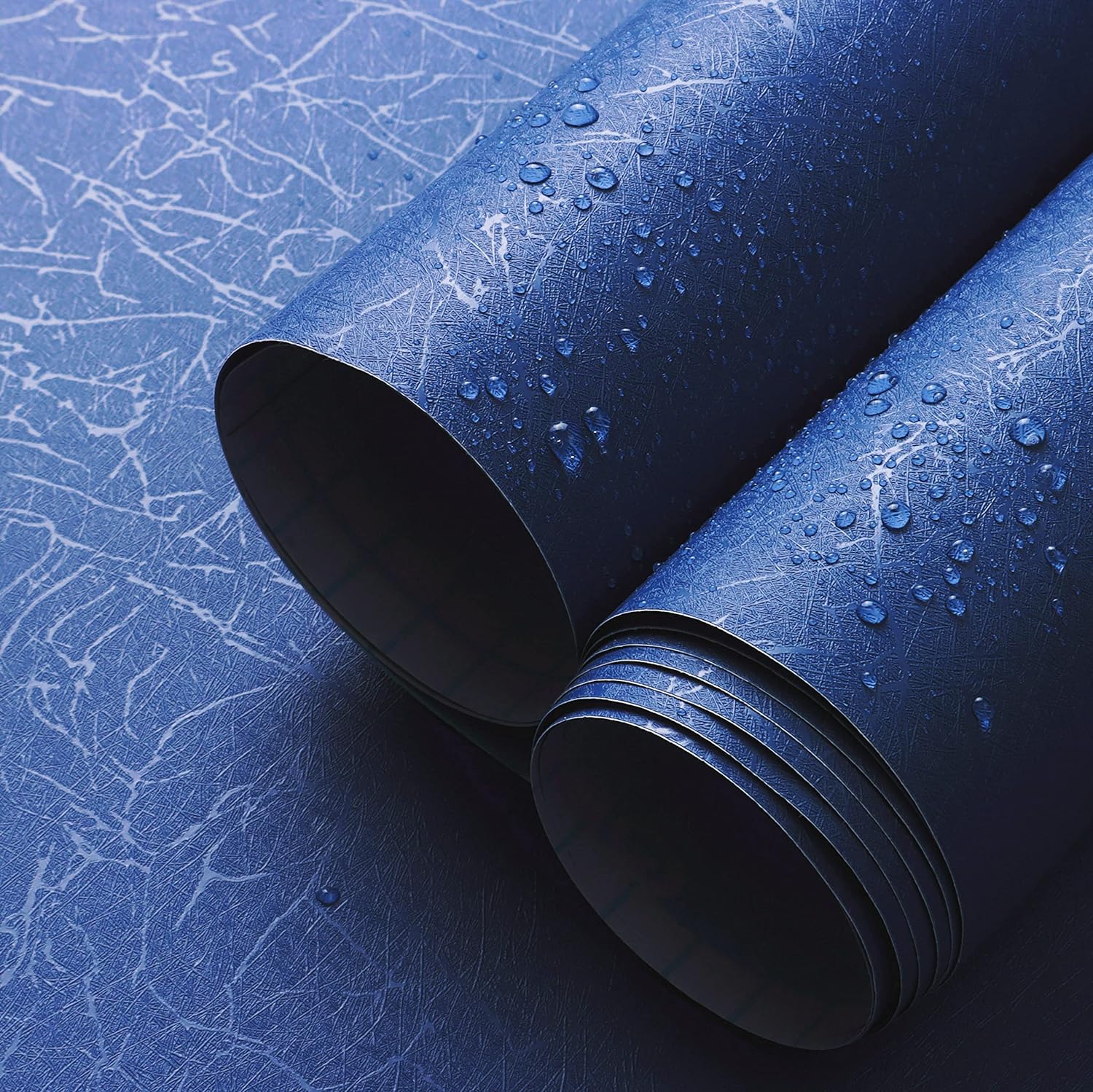 Safiyya Blue Silk Peel and Stick Wallpaper Textured Dark Blue Contact Paper Removable Wallpaper Silk Contact Paper Decorative Self Adhesive Wallpaper Vinyl Rolls 118"x 15.7"