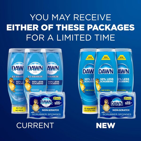 Dawn Dish Soap Squeeze Bottle, EZ-Squeeze Dawn Dishwashing Liquid, Dawn Dish Soap Liquid, Dish Washing Liquid + Non-Scratch Sponges for Dishes, Original, Includes 3x22oz Bottles + 2 Sponges - Image 4