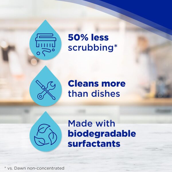 Dawn Dish Soap Squeeze Bottle, EZ-Squeeze Dawn Dishwashing Liquid, Dawn Dish Soap Liquid, Dish Washing Liquid + Non-Scratch Sponges for Dishes, Original, Includes 3x22oz Bottles + 2 Sponges - Image 3