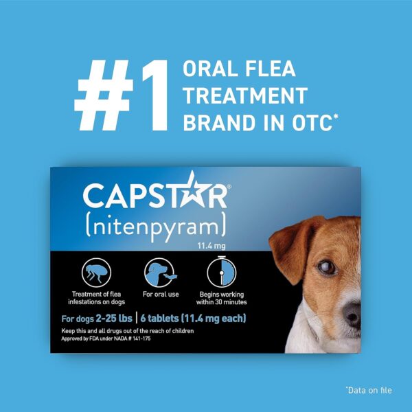 Capstar Fast-Acting Oral Flea Treatment for Dogs 2-25 lbs, Vet-Recommended Medication Tablets Start Killing in 30 Minutes, 6 Doses - Image 3