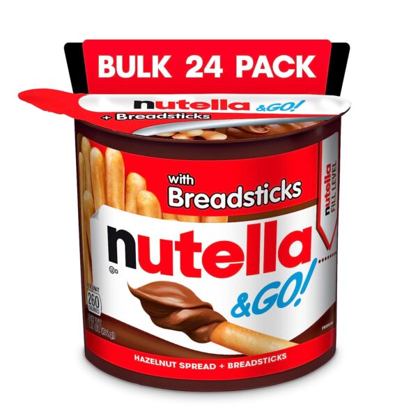 Nutella & GO! Bulk 24 Pack, Hazelnut And Cocoa Spread With Breadsticks, Snack Cups, 1.8 Oz Each