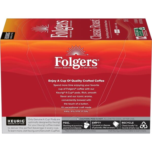 Folgers Classic Roast Medium Roast Coffee, 72 Keurig K-Cup Pods - Image 2