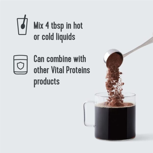 Vital Proteins Chocolate Collagen Powder Supplement (Type I, III) for Skin Hair Nail Joint - Hydrolyzed Collagen - Dairy and Gluten Free - 27g per Serving - Chocolate Flavor, 26.8 oz Canister - Image 2