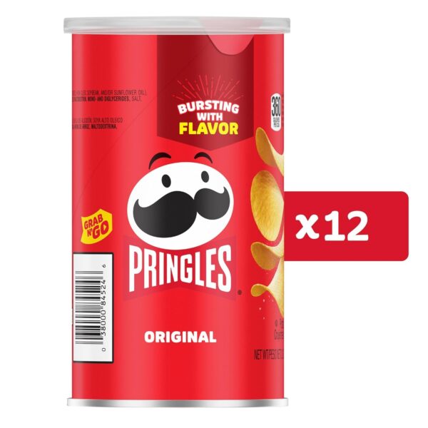 Pringles Potato Crisps Chips, Lunch Snacks, Office and Kids Snacks, Grab N' Go, Original (12 Cans) - Image 2