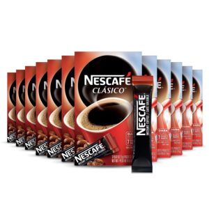 NESCAFE CLASICO, Dark Roast Instant Coffee, 12 boxes (84 packets)