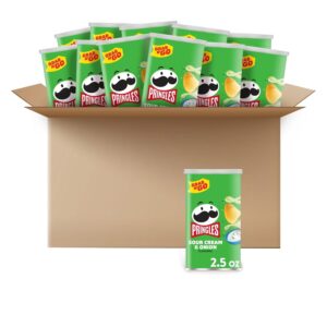 Pringles Potato Crisps Chips, Lunch Snacks, Office and Kids Snacks, Grab N' Go, Sour Cream and Onion, 2.5 Oz (Pack of 12)