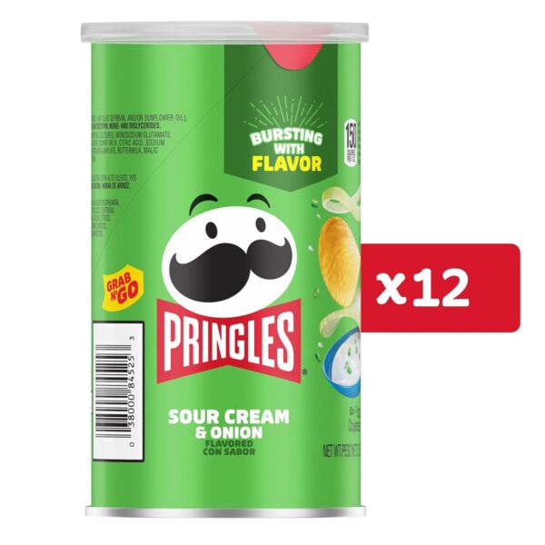 Pringles Potato Crisps Chips, Lunch Snacks, Office and Kids Snacks, Grab N' Go, Sour Cream and Onion, 2.5 Oz (Pack of 12) - Image 3