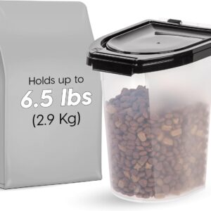 IRIS USA 6.5 Lbs / 8 Qt WeatherPro Airtight Pet Food Storage Container/Treat Box for Dog Cat and Bird Food, Keep Fresh, Translucent Body, Easy Clean Up, BPA free, Clear/Black