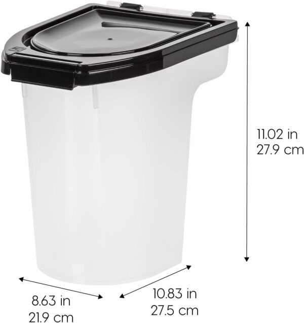 IRIS USA 6.5 Lbs / 8 Qt WeatherPro Airtight Pet Food Storage Container/Treat Box for Dog Cat and Bird Food, Keep Fresh, Translucent Body, Easy Clean Up, BPA free, Clear/Black - Image 2