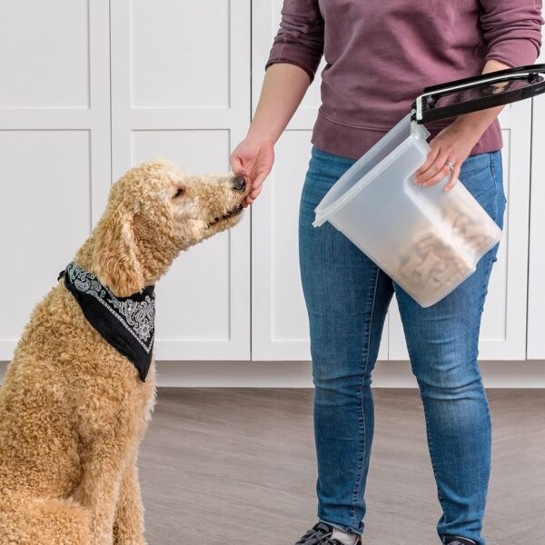 IRIS USA 6.5 Lbs / 8 Qt WeatherPro Airtight Pet Food Storage Container/Treat Box for Dog Cat and Bird Food, Keep Fresh, Translucent Body, Easy Clean Up, BPA free, Clear/Black - Image 4