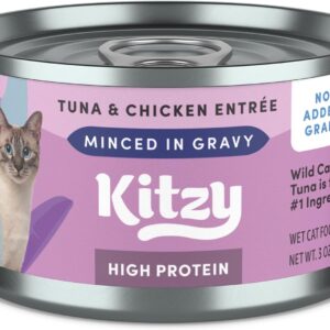 Amazon Brand - Kitzy High Protein, Grain Free Wet Cat Food, Wild Caught Tuna & Chicken in Gravy, 3 oz (Pack of 24)