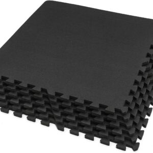 SUPERJARE 0.56 Inch Thick Exercise Equipment Mats, 6 Tiles EVA Foam Mats with Rubber Top, Interlocking Rubber Floor Tiles for Home Gym and Fitness Room, Protective Flooring Mat, 24 in x 24 in