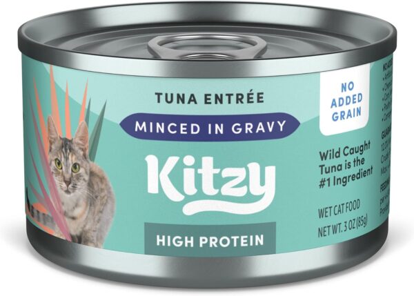 Amazon Brand - Kitzy High Protein, Grain Free Wet Cat Food, Wild Caught Tuna in Gravy, 3 oz (Pack of 24)