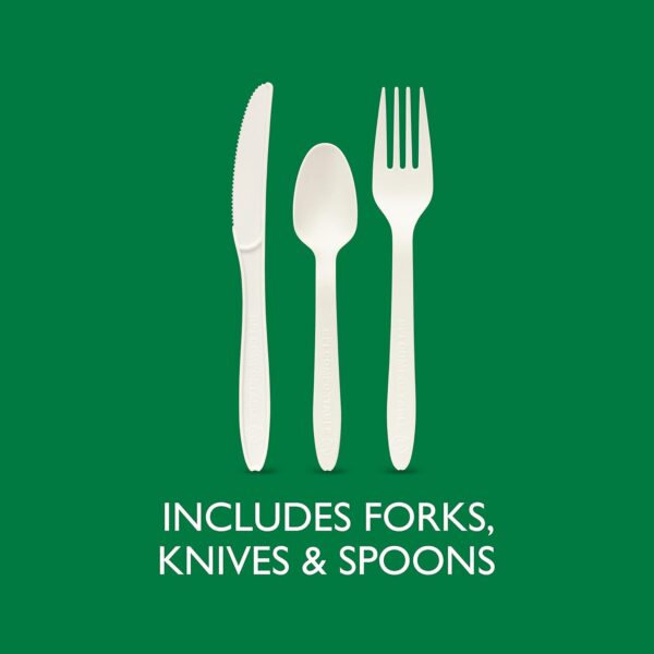 Hefty ECOSAVE Heavy Duty Assorted Cutlery, White, 24 Count, Pack of 8 - Image 3