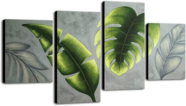 Wieco Art Botanical Paintings Wall Art on Canvas Abstract Green Leaves Canvas Wall Art for Living Room Bedroom Wall Decor Modern Artwork for Home Decorations