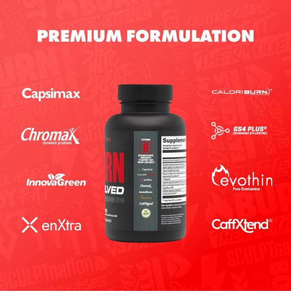 by V Shred Burn Thermogenic Fat Burner for Men & Women - Daytime Fat Burner Metabolism Booster - Premium Capsimax Cayenne Pepper, Chromax, Patented Ingredients - 60 Natural Veggie Pills - Image 2