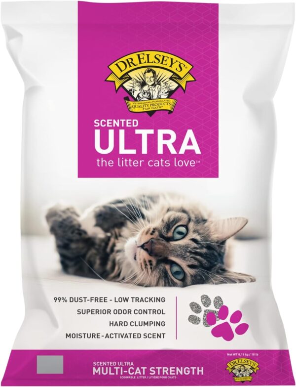Precious Cat Elsey's Ultra Scented Cat Litter,18 Lb/8.16 Kg (Pack May Vary) Clay