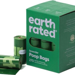 Earth Rated Dog Poop Bags - Leak-Proof and Extra-Thick Pet Waste Bags for Big and Small Dogs - Refill Rolls - Lavender Scented - 270 Count