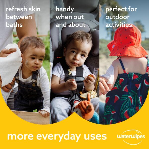 WaterWipes Plastic-Free XL Bathing Wipes for Toddlers & Babies, 99.9% Water Based Wipes, Unscented & Hypoallergenic for Sensitive Skin, 16 Count (1 pack), Packaging May Vary - Image 4