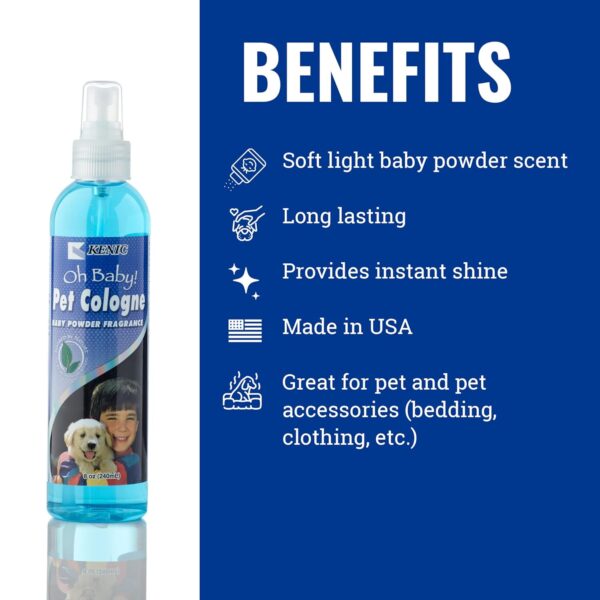 Oh Baby Pet Cologne & Deodorizer Spray, Soft Baby Powder Scent, Neutralizes Odors, Shines Coat & Fur, For Dogs & Cats - Image 3