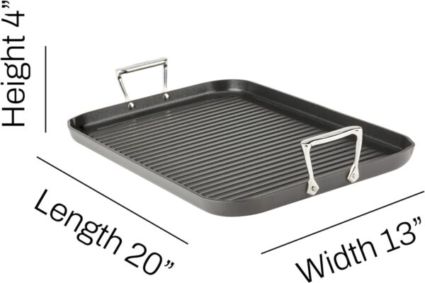 All-Clad HA1 Hard Anodized Nonstick Grill/Griddle Pan 13x20 Inch Oven Broiler Safe 500F Pots and Pans, Cookware Black - Image 2