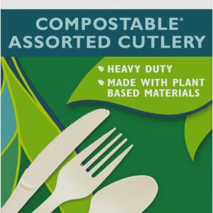 Hefty ECOSAVE Heavy Duty Assorted Cutlery, White, 24 Count, Pack of 8