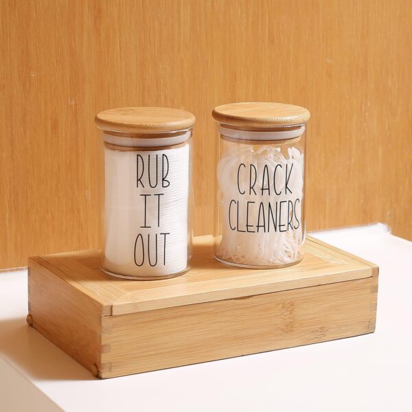 MOMEEMO Apothecary Jars with Lids for Bathroom Organization, Cotton Round Holder, and Floss Pick Storage are Great for Bathroom Decorations, and Bathroom Accessories. (Cotton Pads & Floss) - Image 3