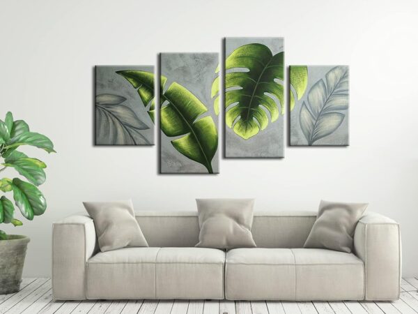 Wieco Art Botanical Paintings Wall Art on Canvas Abstract Green Leaves Canvas Wall Art for Living Room Bedroom Wall Decor Modern Artwork for Home Decorations - Image 4