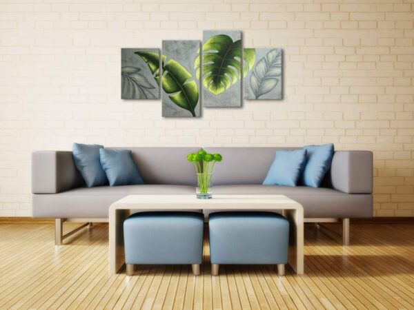Wieco Art Botanical Paintings Wall Art on Canvas Abstract Green Leaves Canvas Wall Art for Living Room Bedroom Wall Decor Modern Artwork for Home Decorations - Image 3