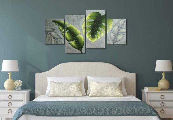 Wieco Art Botanical Paintings Wall Art on Canvas Abstract Green Leaves Canvas Wall Art for Living Room Bedroom Wall Decor Modern Artwork for Home Decorations - Image 2