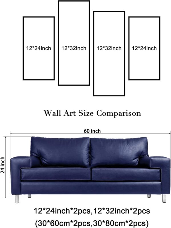 Wieco Art Blue Rose with Dew Canvas Wall Art Abstract Romantic Flower Pictures Paintings Wall Art for Living Room Bedroom Decorations Wall Decor Large 4 Panels Modern Canvas Prints Artwork - Image 4