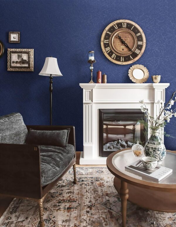 Safiyya Blue Silk Peel and Stick Wallpaper Textured Dark Blue Contact Paper Removable Wallpaper Silk Contact Paper Decorative Self Adhesive Wallpaper Vinyl Rolls 118"x 15.7" - Image 4