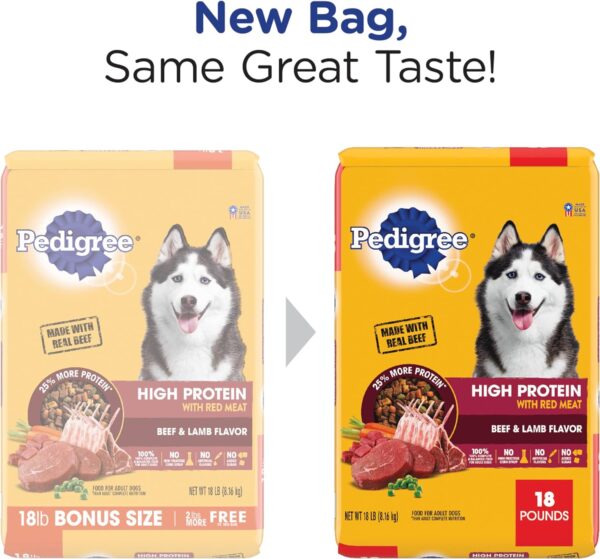 Pedigree High Protein Adult Dry Dog Food Beef and Lamb Flavor Dog Kibble, 18 lb. Bag - Image 4