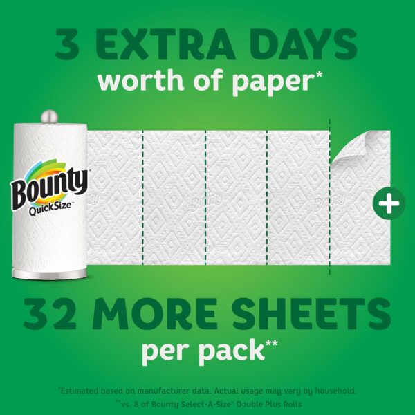 Bounty Quick Size Paper Towels, White, 8 Family Rolls = 20 Regular Rolls - Image 2