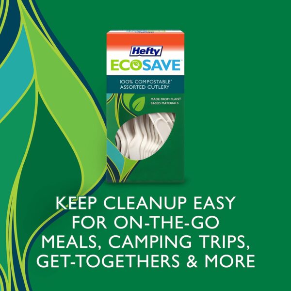 Hefty ECOSAVE Heavy Duty Assorted Cutlery, White, 24 Count, Pack of 8 - Image 4