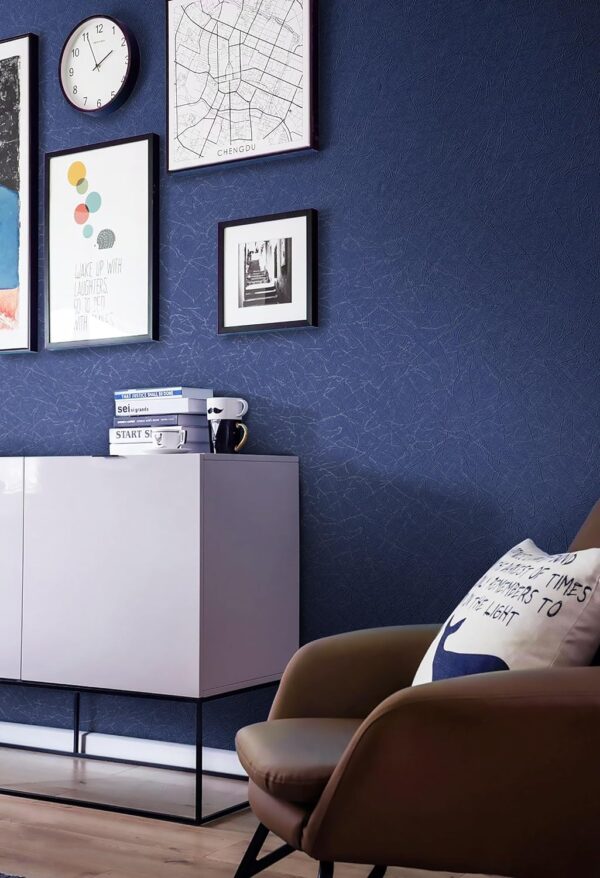 Safiyya Blue Silk Peel and Stick Wallpaper Textured Dark Blue Contact Paper Removable Wallpaper Silk Contact Paper Decorative Self Adhesive Wallpaper Vinyl Rolls 118"x 15.7" - Image 3