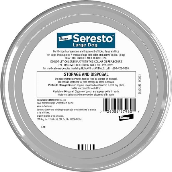Seresto Large Dog Vet-Recommended Flea & Tick Treatment & Prevention Collar for Dogs Over 18 lbs. | 2-Pack - Image 2