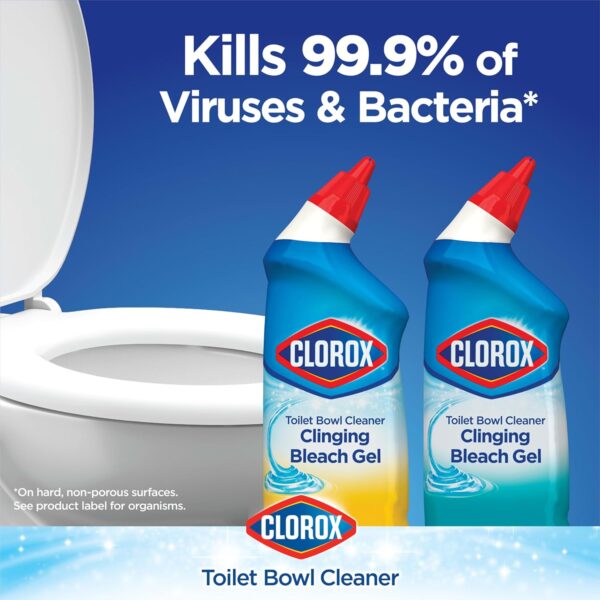 Clorox Toilet Bowl Cleaner, Clinging Bleach Gel, Ocean Mist - 24 Ounces, Pack of 2 - Image 2