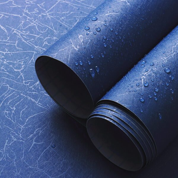 Safiyya Blue Silk Peel and Stick Wallpaper Textured Dark Blue Contact Paper Removable Wallpaper Silk Contact Paper Decorative Self Adhesive Wallpaper Vinyl Rolls 118"x 15.7"