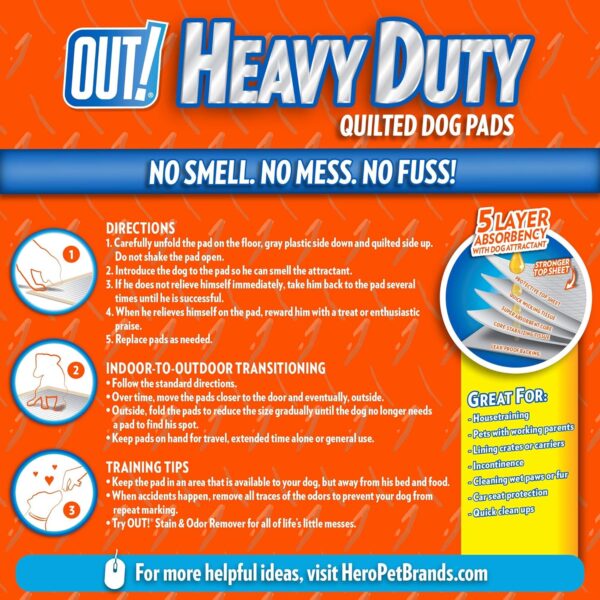 OUT! Heavy Duty XXL Dog Pads - Absorbent Pet Training and Puppy Pads - 26 x 30 in - 30 Count,White - Image 2