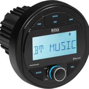 BOSS Audio Systems MGR300B Marine Boat Stereo Gauge Receiver - Bluetooth, No CD DVD Player, AM/FM Radio, IPX5 Weatherproof, USB, MP3