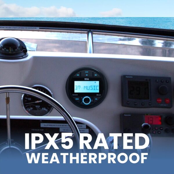 BOSS Audio Systems MGR300B Marine Boat Stereo Gauge Receiver - Bluetooth, No CD DVD Player, AM/FM Radio, IPX5 Weatherproof, USB, MP3 - Image 2