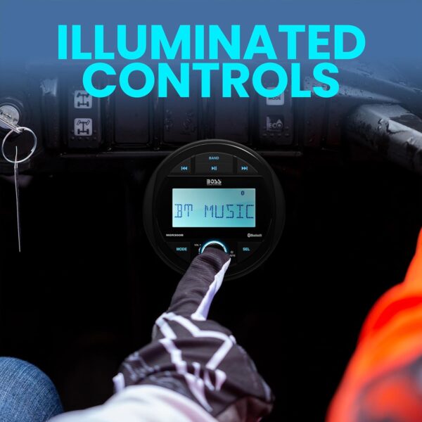BOSS Audio Systems MGR300B Marine Boat Stereo Gauge Receiver - Bluetooth, No CD DVD Player, AM/FM Radio, IPX5 Weatherproof, USB, MP3 - Image 4