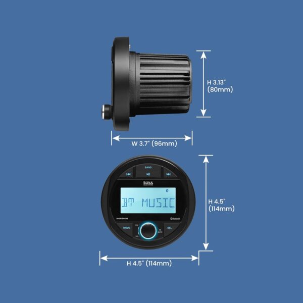 BOSS Audio Systems MGR300B Marine Boat Stereo Gauge Receiver - Bluetooth, No CD DVD Player, AM/FM Radio, IPX5 Weatherproof, USB, MP3 - Image 6