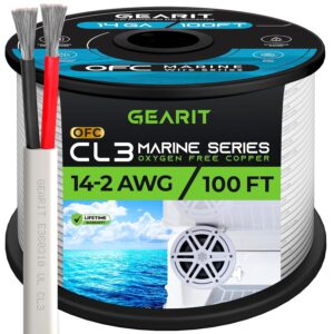 GearIT 14/2 Marine Wire (100 Feet) 14AWG Gauge - Tinned OFC Copper/Marine Grade Speaker Cable/Duplex / 2 Conductors - OFC Oxygen-Free Copper, White 100ft