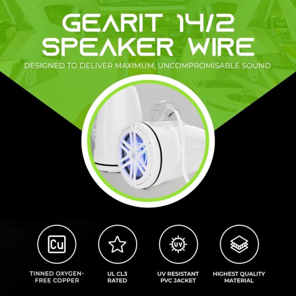 GearIT 14/2 Marine Wire (100 Feet) 14AWG Gauge - Tinned OFC Copper/Marine Grade Speaker Cable/Duplex / 2 Conductors - OFC Oxygen-Free Copper, White 100ft - Image 7