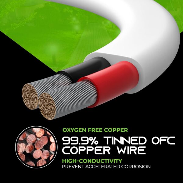 GearIT 14/2 Marine Wire (100 Feet) 14AWG Gauge - Tinned OFC Copper/Marine Grade Speaker Cable/Duplex / 2 Conductors - OFC Oxygen-Free Copper, White 100ft - Image 5
